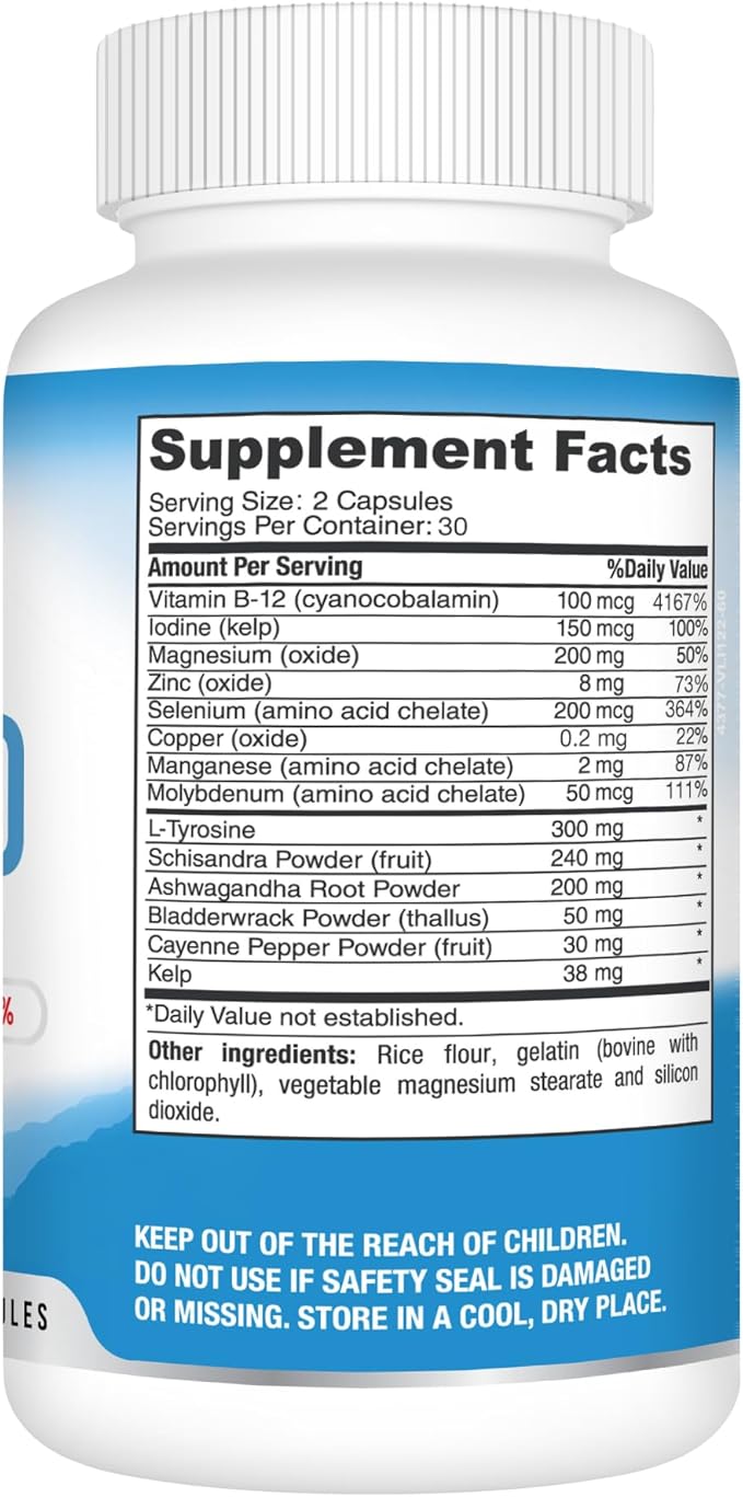 Best Earth Naturals Thyroid Support Supplement for Women and Men - 60 Capsules