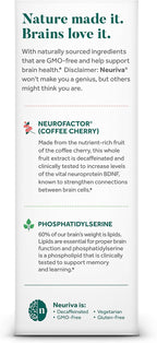 NEURIVA Original Decaffeinated Clinically Tested Nootropic Brain Supplement for Memory,Focus & Concentration,NeuroFactor & Phosphatidylserine,28ct Capsules,(Pack of 2)