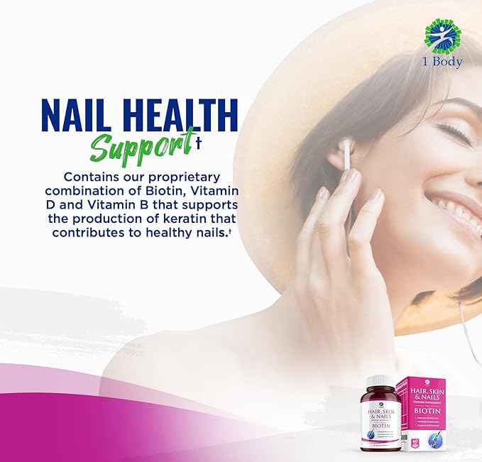 1 Body Hair Skin Nails Vitamin Complex with Biotin - Complete Formula with 26 Essential Vitamins for Men & Women - 3 Pack