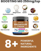 Venture Pal Topical Magnesium Cream, Fast-Absorbing Magnesium Moisturizing Lotion with Coconut Oil, Shea Butter & Hyaluronic Acid, Suitable for Kids