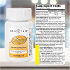 GeriCare Iron 65mg Plus Vitamin C 125mg Tablets – High-Absorption Iron for Anemia Support, Red Blood Cell Production, Fatigue Reduction, and Immune Health – 60 Count (2 Pack)