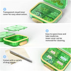 Travel Pill Organizer, Waterproof Weekly Pill Box 7 Day, Portable Container for Purse Pocket, Removable Compartments Daily Supplements Case, Airtight Storage for Outdoor (Green)