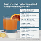 Hydralyte Liver Support + Electrolyte Mix with Milk Thistle, Turmeric, Ginger, Prickly Pear, Green Tea Extract Formulated for Rapid Rehydration (Blood Orange Ginger, 20 Packets)