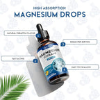 Magnesium Citrate Liquid Magnesium Drops Supplement 500mg-Support Stress Relief, Bone, Muscle, Mood, Sleep-2 Fl Oz, Vegan, Pineapple Flavor