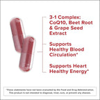 Qunol Blood Pressure Support, 3 in 1 Beets + CoQ10 + Grape Seed Extract, Beet Root Capsules That Supports Healthy Blood Circulation & Heart Healthy Energy, 60 Count (Pack of 4)