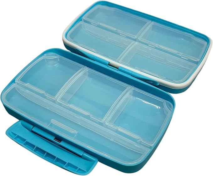 Cute, Large Pill Organizer – Big Silicone Travel Case for Vitamins & Supplements in Blue/Unwell