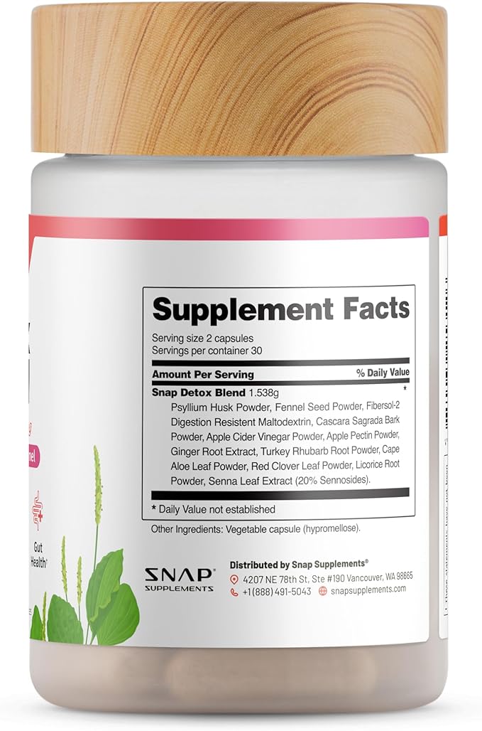 Snap Supplements Detox Cleanse Capsules - Advanced Blend for Full Body Detox & Cleanse, Flush Out Toxins, Improve Digestion & Gut Health, Cleanse and Detox, Licorice & Ginger Root (60 Capsules)