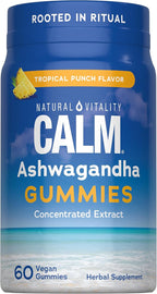Natural Vitality Calm Ashwagandha Gummies | Tropical Punch Flavor | Concentrated Extract | Vegan & Gluten Free Herbal Supplement | 60 Count