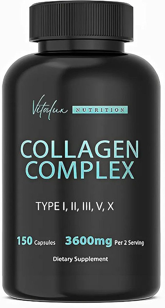 Collagen for Women & Men - Vital Nutrition - Hydrolyzed Collagen Peptides - Multi Collagen Capsules, Keto Friendly, Healthy for Skin, Nails, Bones & Joints, NonGMO- Type I,II,III, V, X - 300 Capsules
