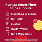 Bellway Super Fiber Powder + Fruit, Sugar Free Organic Psyllium Husk Powder Fiber Supplement for Regularity, Bloating Relief & Digestive Health, Plant-Based, Raspberry Lemon (50 Servings)