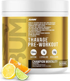 RAW Pre Workout Powder, Thavage (Champion Mentality) - Chris Bumstead Sports Nutrition Supplement for Men & Women - Cbum Pre Workout for Working Out, Hydration, Mental Focus & Energy - 40 Servings