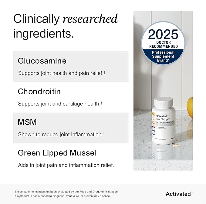 Activated Joint Support Supplement – Advanced Natural Joint and Muscle Relief for Women and Men – Glucosamine Chondroitin MSM & Green Lipped Mussel (90 Count)