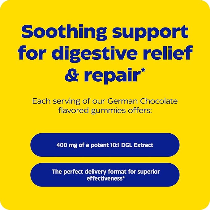 Enzymedica, DGL Stomach Relief, Deglycyrrhizinated Licorice Gummies for Digestive Support & Gut Health, Chocolate, 74 Count