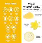 NatureWise Vegan Vitamin D3 + K2 - Natural D3 5000IU + Natural Vitamin K2 100mcg - Bone Support - High Absorption with Organic Cold-Pressed Olive Oil - Non-GMO