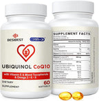 Besibest Ubiquinol CoQ10-600mg-Softgel, Active Coq10 Ubiquinol Supplement with Vitamin E & Omega 3, 6, 9, High Absorption-Coenzyme-Q10, Powerful Antioxidant for Energy Production, Tested, 60 Count