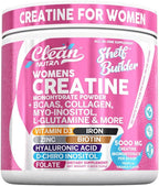 Creatine for Women | Creatine Monohydrate + BCAA Powder Myo-Inositol Collagen Biotin Hyaluronic Acid Folate L Glutamine Vitamin D3 Iron Zinc D-Chiro-Maca Digestion Shelf Builder By Clean Nutra