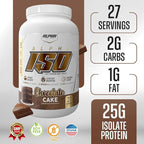 Alpha Supps ISO, Low Carb 100% Whey Protein Isolate Powder, 25 Grams Per Serving, Helps Support Muscle Growth, Low Sugar and Gluten Free (Chocolate Cake, 2 lb)