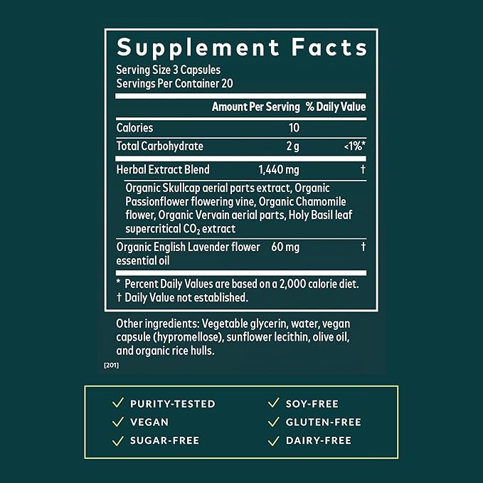 Gaia Herbs Calm A.S.A.P. - Stress Support Supplement with Skullcap, Passionflower, Chamomile, Vervain, Holy Basil & More - Supports Calm* - 60 Vegan Liquid Phyto-Caps (20 Servings)