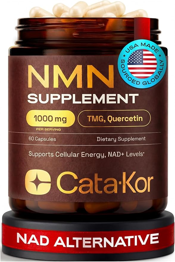 NMN Supplement – 4-in-1 NAD Supplement with Quercetin | TMG | Resveratrol – NMNH Alternative – Supports Cellular Energy & NAD+ Level – 60 Capsules – Third-Party Tested (1 Pack)
