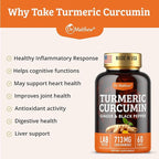 Turmeric Curcumin with Black Pepper. Turmeric and Ginger Supplement. 15X High Potency & Absorption Turmeric Capsules. Turmeric Curcumin Supplements 1000mg. Curcuma Capsules. Joint Support, 60 Pills.