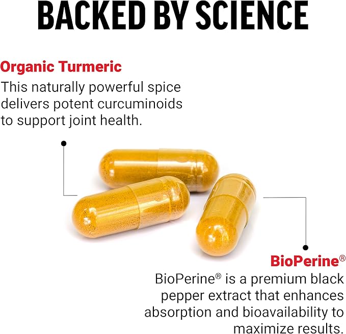 Force Factor Turmeric Curcumin Supplement with Black Pepper, Joint Support Supplement with BioPerine for Enhanced Absorption, No Gelatin, Non-GMO, 90 Capsules
