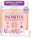 90-Day Myo-Inositol & D-Chiro Inositol Supplement for Women, Fertility Supplements Hormonal Balance for Women Ovarian Health Support, High 4000mg:100mg Inositol Powder with Folic Acid & Vitamin, Vegan