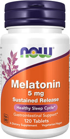 NOW Foods Supplements, Melatonin 5 mg, Sustained Release, Formulated for a 4-Hour Release Period, 120 Tablets