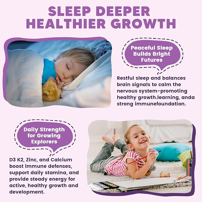 Magnesium Gummies for Kids & Adults - 400/200mg Magnesium Glycinate with L-Theanine, Chamomile, D3 & K2, Kids Sleep Gummies Melatonin Free, for Zzz & Relax, Cognition - Sugar Free, 60 C