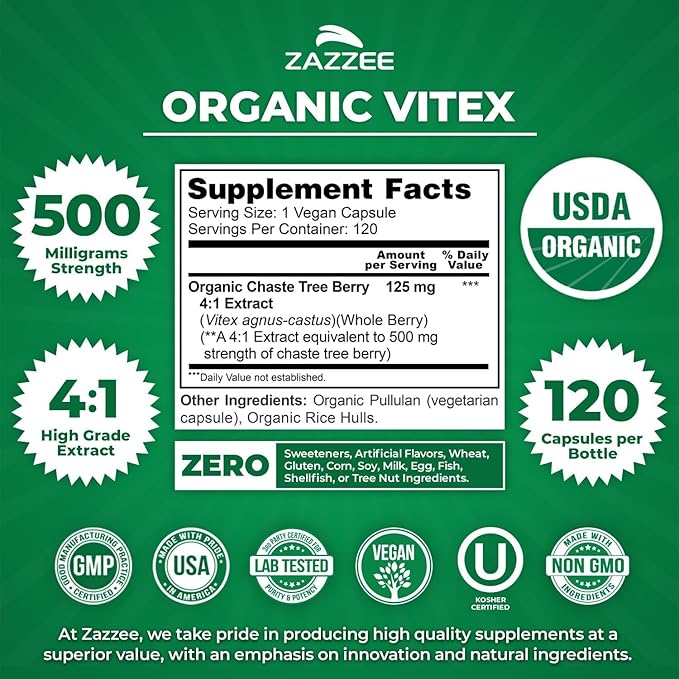 Organic Hormone Balance for Women | Organic Black Cohosh & Vitex Chasteberry Supplements for Women for Cycle Regulation Fertility Support & Overall Hormonal Balance | ISO Lab Tested (120 Servings)