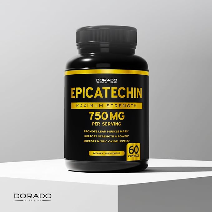 Epicatechin Extract 750mg Per Serving - (60 Capsules) - Supports Lean Muscle, Nitric Oxide, Myostatin Inhibitor, Stamina, Endurance, Pump & Gains - Non-GMO & Vegan Supplement - (60 Count)