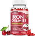 Iron Gummies with Multivitamin, Iron Supplement for Women & Men with Zinc, Vitamin B Complex & C, B12, Folate - Blood Builder & Energy Support for Adults & Kids - Cherry Flavor, Vegan 60 Gummies