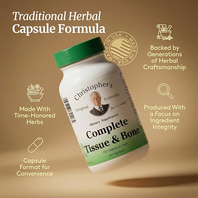 Christopher's Original Formulas Complete Tissue & Bone Formula – 100 VCaps | Herbal Support for Bones & Connective Tissue - Pack of 2