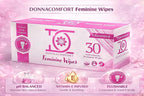 Flushable Feminine Wipes for Sensitive Skin – pH Balanced, Fragrance-Free Intimate Wipes with Aloe Vera & Vitamin E, Individually Wrapped Travel Size (30 Count)