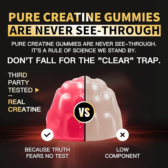 Creatine Monohydrate Gummies for Men & Women-5g of Creatine Monohydrate per Serving - Sugar Free,Vegan, Peach Flavor, 120 Count