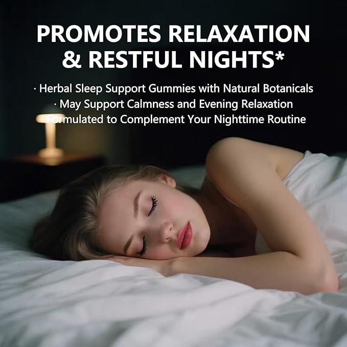 Natural Sleep Aid Gummies - Melatonin Free Supplement - Sleep+ Gummies for Adults - Promote Deep Restful Sleep Naturally Relaxing (60count)