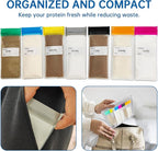 14PCS Protein Powder Travel Container Set, Reusable Powder Supplement Container To Go Reusable Protein Powder Bags and 2pc Large Standable Zip Bags for Workout, Fitness, Travel
