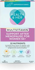 Health & Her Multivitamin Support After Menopause for Women 55+ - Supplements for Women - Nutrition and Wellbeing Support - 1 Month Supply, 60 Tablets - Vegan & Gluten Free