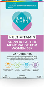 Health & Her Multivitamin Support After Menopause for Women 55+ - Supplements for Women - Nutrition and Wellbeing Support - 1 Month Supply, 60 Tablets - Vegan & Gluten Free