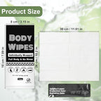 Individually Wrapped Body Wipes Bulk Bath Wipe, Women Men Large Adult Disposable Body Shower Wipes No Rinse-Free Bathing Cloths Wipe for Outdoors After Gym Camping Travel (200, Black, 12 x 10.3 in)