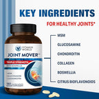 Vitamin World Triple Strength Joint Mover, Glucosamine Chondroitin with MSM Joint Support Supplement, Collagen & Boswellia Serrata Extract, Support Joint Strength, Comfort & Flexibility, 180 Caplets