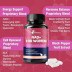 NAD+ Supplements for Women | NAD Resveratrol for Cellular Energy, DIM & Cranberry for Hormone Balance & Estrogen Balance | Non-GMO, 2 Bottles