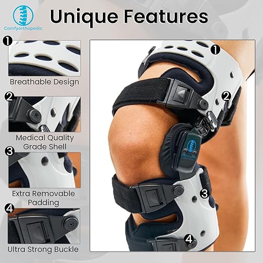 Comfyorthopedic UPGRADED OA Medial Unloader Knee Brace for Men and Women Osteoarthritis & Arthritis Pain Support, Bone on Bone Valgus Varus Joint Offlaoder L1851 L1843 Built-in Hex Key Plus Size Fit Up ot 32in