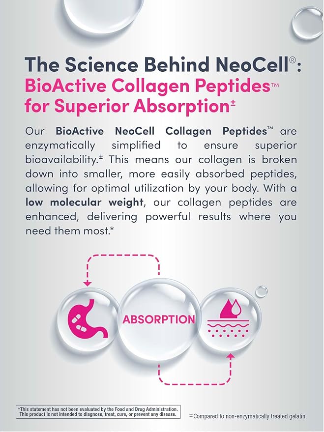 NeoCell Collagen Peptides Pills | 270 Caplets | with Vitamin C and Biotin | Grass Fed Bovine | Hair, Skin, & Nails | for Women and Men