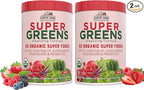 Country Farms Super Greens Berry Flavor, 50 Organic Foods, USDA Drink Mix, Multicolor, Multi, 40 Servings, 21 Oz, 2 Pack