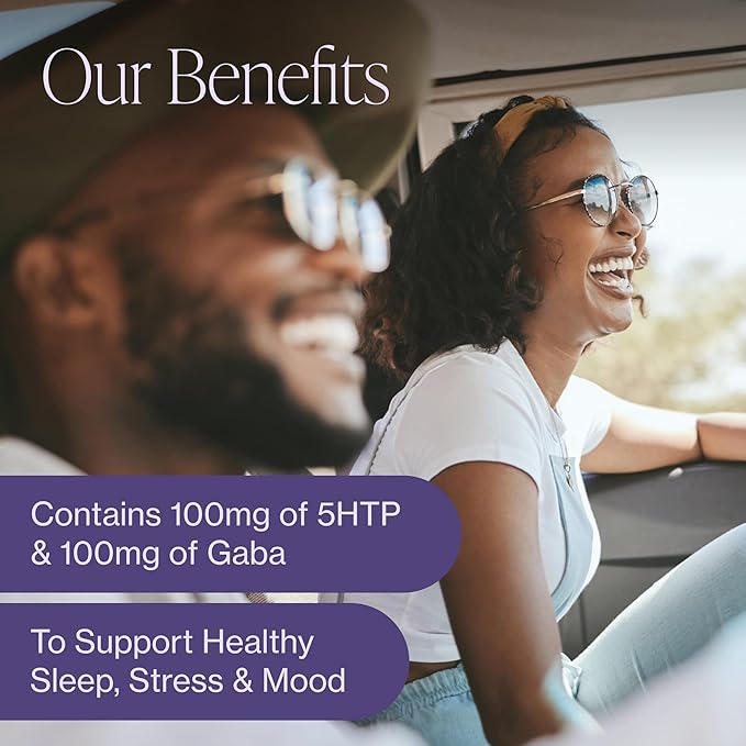 Pure 5-HTP (5-Hydroxytryptophan) Plus GABA Supplement - for Sleep, Mood & Stress Management - 60 Veggie Caps
