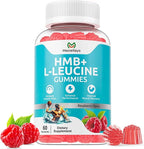 Hmb and Leucine Gummies Supplements for Men Women, 4000mg HMB & L-Leucine Amino Acid for Muscle Growth & Fast Work0ut Recovery, Non-GMO, Gluten-Free, Raspberry Flavor, 60 Count