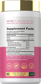 Carlyle Joint Support for Women | 60 Softgels | Complex with Omega-3 and Collagen Peptides | Non-GMO, Gluten Free