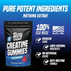 TASTY GAINS Creatine Gummies - 90g of Creatine Monohydrate - Workout Supplements - Build Muscle & Boost Strength for Men & Women - Made in USA - Non GMO - Vegan Friendly (Large, Blue Raspberry)