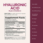 Nature's Bounty Vitamin C and Hyaluronic Acid Supplement, Supports Glowing Skin, Immune Function & Collagen Production, 120 Capsules - 60 Day Supply, Optimal Solutions Supplements for Skin Health