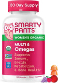 SmartyPants Organic Women's Multivitamin Gummies: Biotin, Methylfolate, Omega 3 (ALA), Vitamin D3, C, Vitamin B12, B6, A, K & Zinc, Inositol, Gluten Free, Vegetarian, 120 Count (30 Day Supply)